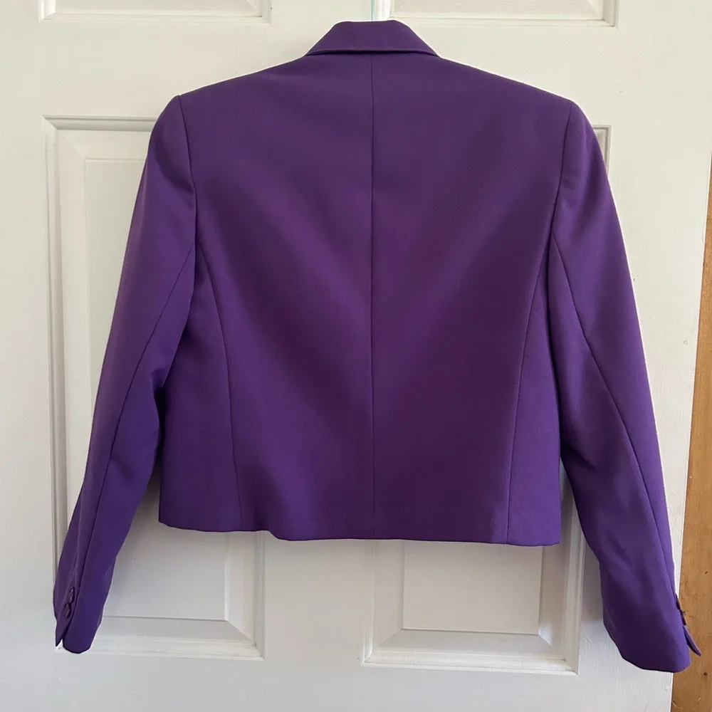 Purple Vtg Bert Newman Crop Bolero Jacket Blazer Petite size 6 - Picture 2 of 11